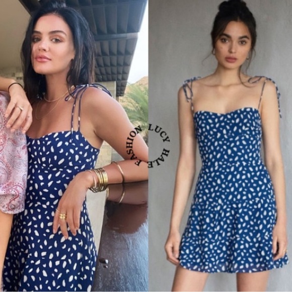 Reformation Dresses & Skirts - REFORMATION BLUE SPECKLED SPOTTED REFORMATION THE OTHELLO MINI DRESS Moray Print